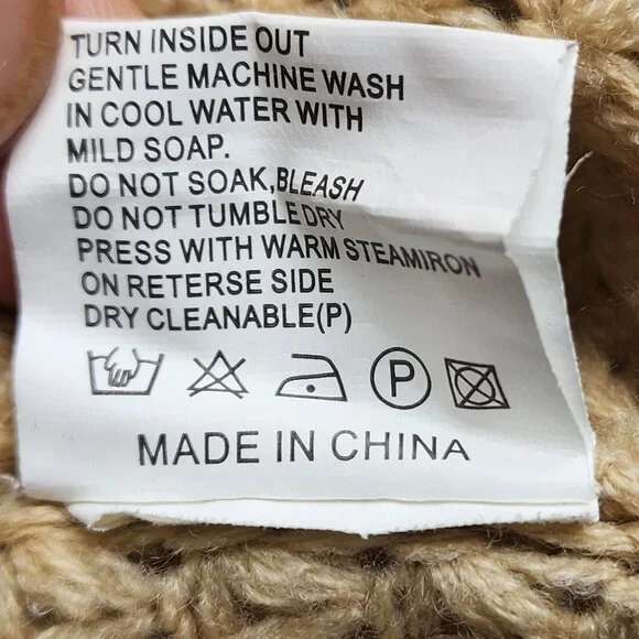 Grecerelle Cowl Neck Women's Small Asymmetric Wrap Sweater Chunky Pullover Tan - Picture 8 of 11